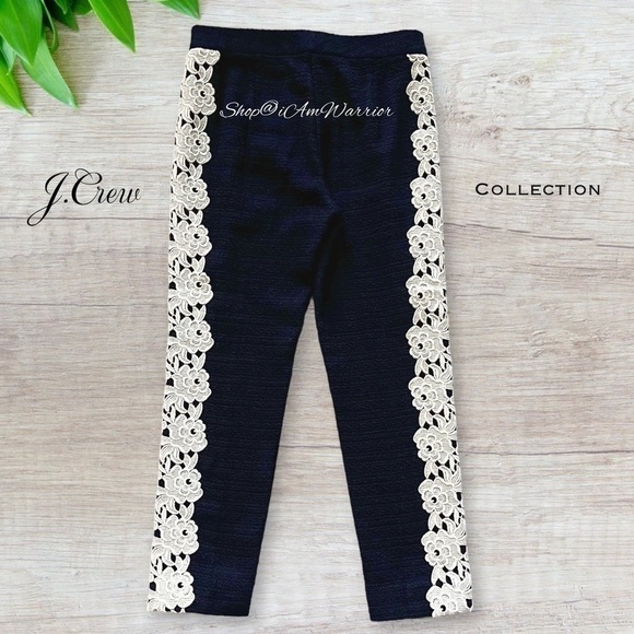 J.Crew Collection NWT rare guipure lace stripe navy tuxedo pants Shop@iamwarrior - Picture 7 of 14